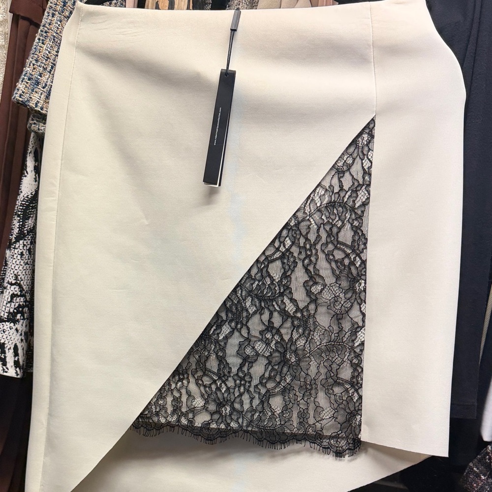 Robert Rodriguez Cream and Black Asymmetrical Skirt